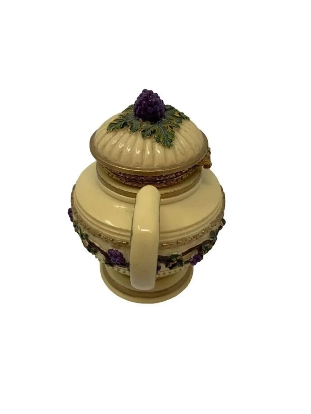 Nini Vineyard Teapot Trinket Keepsake Box Collectible Mini Hand Painted 6-41